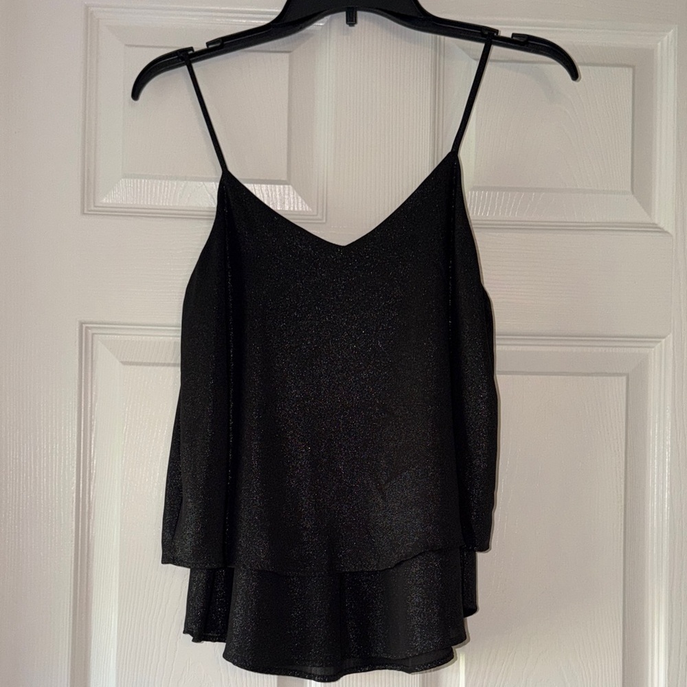 miami Black Sparkle Double-Layered Cami Top